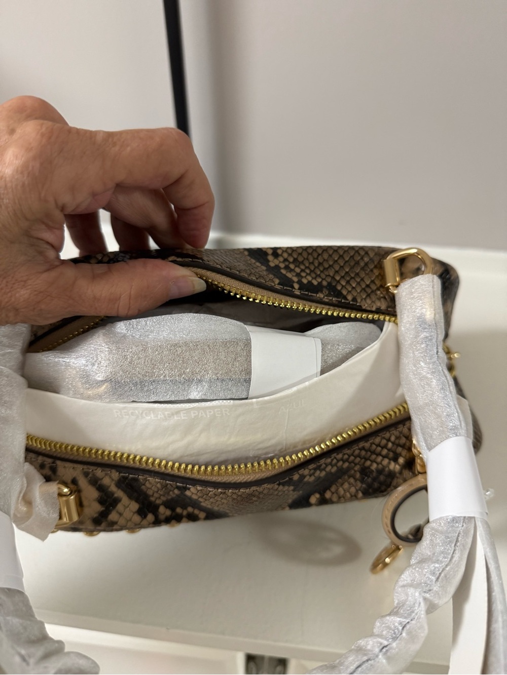 Michael Kors Snake-Print Shoulder Bag with Gold Accents - Picture 3 of 3